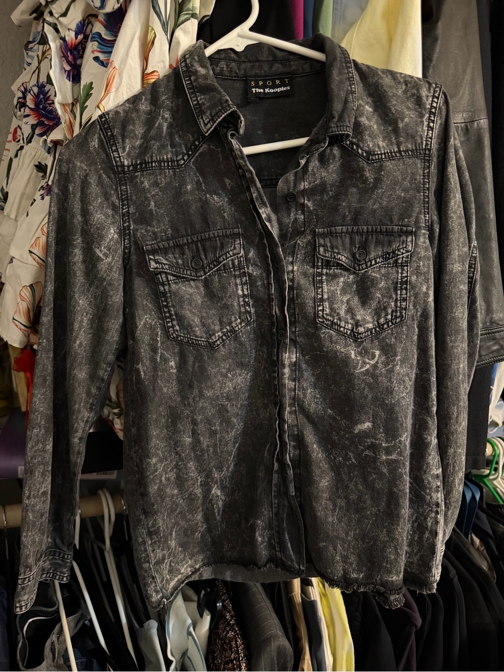 The kooples acid wash cotton button up shirt xs